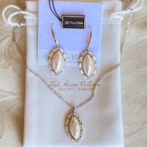 Marquise Faux Pearl Opalescent CZ Necklace & Earrings